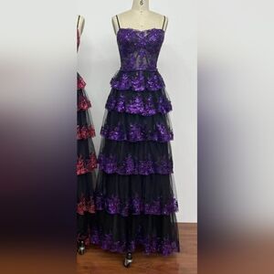 Victorian Whimsy Goth Tiered Maxi Dress. 4  NWOT Dark Romantic